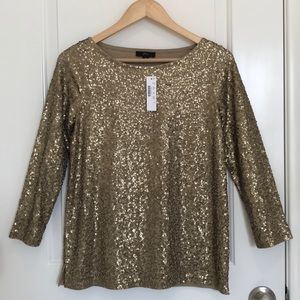 J.Crew Womens Sequin Gold Top